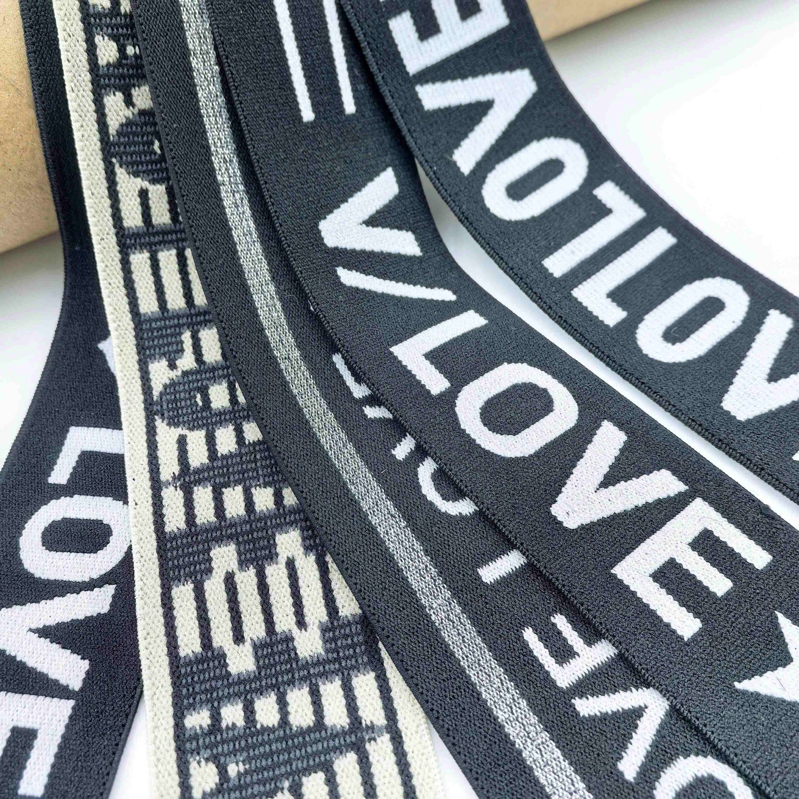 Polyester covered rubber yarn underwear waistband
