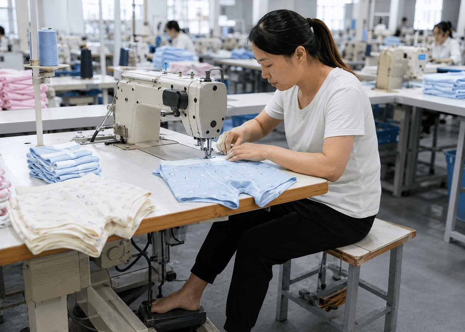 Skilled underwear manufacturing at AINIAN factory